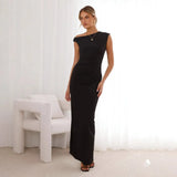 Women's Spring And Summer Explosion Of Sleeveless Back Open Fork Folded Tight