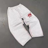 Spring And Summer New Style Simple Fashion Leisure Full Embroidered Leisure Sports Pants Men's Hip Hop Chao Brand Loose Straight Tube-Outfit