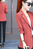 Women's Spring Autumn Temperament Solid Color Korean Style Elegant Fashion Office Work Business Blazer Chic Tops