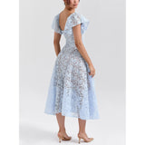 Women's New Deep V Lace Hollow
