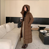 Hthick Long Standing Collar Down Cotton Padded Jacket Female 2024 Autumn Winter New Loose Korean Version Show Thin All-Match Coat-Outfit