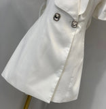 Puff Sleeve Large Collar Back Bow Blazer Mini Dress-Outfit