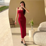 Spring And Summer Style Gentle Lady Socialite Style 2023 Temperament Basic Style Suspender Dress Woman-Outfit