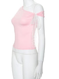 Pink Off-shoulder Tie Up Top-Outfit