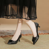 Temperament Thin Heeled Women 2025 New Nude Dress Fairy Warm Soft Leather Professional Single