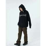 Skeleton Print Fuzzy Graphic Hoddie-Outfit