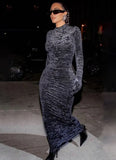Black Velvet Slim Long Dress with