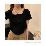 Toloer T-Shirt Female 2024 Summer New Korean Version Casual Show Thin Inside The Students Slim High Waist Student Jacket
