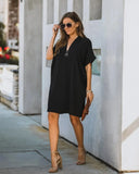 V-neck Short-sleeved Solid Color Loose