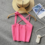 Toloer Version Of Solid Color Versatile Sling Vest Female Inside To Wear 2023 Summer New High Waist Crop Candy Color Small