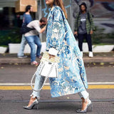 New Elegant Print Women Long Winter Wool Blend Coat Loose Wide-Waist Single Breasted Coat And Jacket Plus Size Outerwear