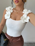 Three-Dimensional Flowers Elegant Spring And Summer Knitted