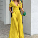 Toloer 2024 New Women's Short-Sleeved Fashion Elegant Plus-Size Wide-Leg