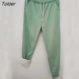 Winter Thicken Plush Sport Pants Women 2023 Drawstring Elastic Waist Harem Pants Woman 9 Color Casual Sweatpants
