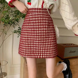 Gingham Plaid High Waist Mini Pencil Skirt-Outfit