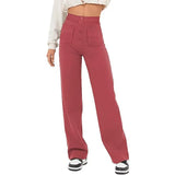 Trousers High Waist Pocket Wide Leg