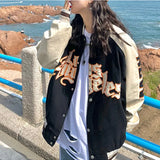 Embroidery Baseball Jacket Women Men Couple Unisex Coat Hip Hop Streetwear Patchwork PU Leather Oversize Varsity Bomber
