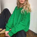 O-neck Long Sleeve Knitted Sweaters Women Solid Elegant Sweater Pullovers 2022 Office Female Fashion Casual Tops
