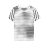 Homemade New Women's Classic Fashion Short Sleeve Striped Knitted T-Shirt