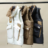 Black Down Cotton Vest Female Wear 2024 Autumn / Winter New Coat Korean Version Loose Casual Fashion Western Style Vest-Outfit