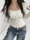 vintage long-sleeved shirt with lace trim and