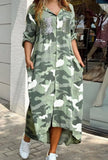 Casual Print Long Blouse Dress with Sequin