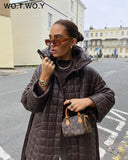 Oversized Cotton Padded Leather Parkas Women Belted Thick Winter Jackets Ladies Casual Solid Warm Coat Female