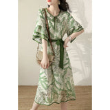 Style Big-Name Female Lotus Leaf Lace-Up Dress With Collision Color To Show Lean Dress In 2023 Summer New Medium-Long Casual Skirt-Outfit