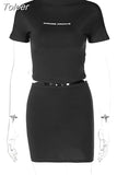 Two Piece Sets Womens Outfits T Shirt Crop Top And Mini Skirt Suit Streetwear Club Party Fit Slim Y2K Fashion Ladies