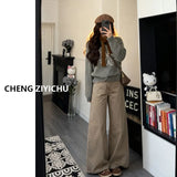 Blue Floral Sling Skirt Top Woman 2025 Summer Design Sense Niche Wearing Broad-Legged Pants Two