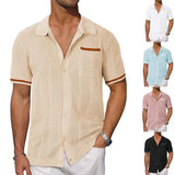 Toloer Men's New Summer Short-Sleeved Shirt Pocket Hollow Out Breathable Cool Summer Men's Casual Top