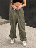 Drawstring Parachute Cargo Pants-Outfit