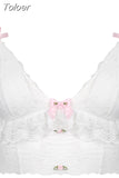 Y2K Kawaii Lace Corset Women Transparent Mesh Patchwork Camisoles Bandage Ruffle Crop Top Party Japanese Tank Top