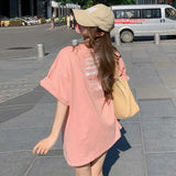 Toloer Smiley Face Short-Sleeved T-Shirt Women's Summer 2024 New Design Sense Loose Missing Lower Body Half Sleeve Student