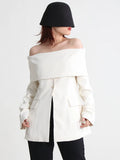 Toloer Collar Off-The-Shoulder Small Suit 2024 Spring And Autumn New Fashion Design Sense Long Sleeve Texture Coat Female-Outfit