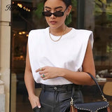 Summer Sleeveless T Shirts Women 2020 New Hot Elegant Cotton Tees Ins Design Chic Solid Brown Khaki Tops