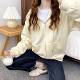 Women In Hoodie Spring 2023 New Korean Version Of Student Girls' Cardigan Small Coat Spring And Summer Loose Hooded Girl-Outfit