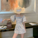 Toloer Tile Print Jumpsuit Female Summer 2023 New Thin Square Neck