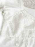 Paneled Lace White Puff Sleeve Blouse-Outfit