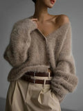Women's Imitation Sting Cardigan Women Lazy Wind Loose Sweater Soft Long-Sleeved Knitted
