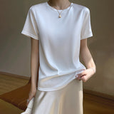 Toloer Summer Women's T-Shirt New Super Soft Bat Sleeve Simple Short-Sleeved Women's Top Bottom With Sleeveless Vest-Outfit