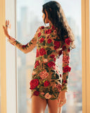 Fashion Half-High-Necked Lace Embroidered Sexy Buffet Dress