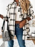 Oversize Women's Plaid Shirt Jackets Long Sleeve Ladies Tops Outwear 2021 Spring Autumn Loose Women Blends Check Buttons