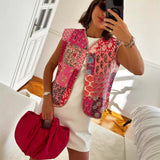 Literary Retro Wearing Waist Vest Vest Printed Tie Cotton