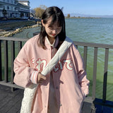 Girls Pink Bomber Varsity Racer Jackets Women 2020 Clothing Baseball Uniform Hippie Clothes Streetwear Gothic Jackets