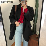 Chic Loose Light Green Women Blazer Summer One Button Female Suit Jacket Full Sleeve Outwear blaser femme