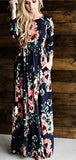 Summer Round Neck Flowers Print Long Sleeve