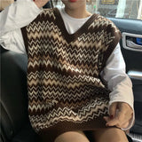V Neck Chevron Sweater Vest-Outfit