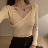 Casual Bottoming Pullover Knitted Jumper All-match Slim Fit Sweater Women Long Sleeve Solid Autumn Winter Clothes Women