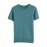Toloer Female Round Collar Loose T-Shirt Inside Build Sweater Spring Autumn Base Outside Wear Short Sleeve Hair-Outfit